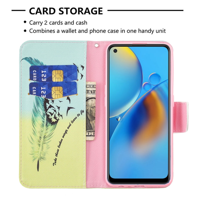 For OPPO A74 4G / F19 4G Colored Drawing Pattern Horizontal Flip Leather Case with Holder & Card Slots & Wallet