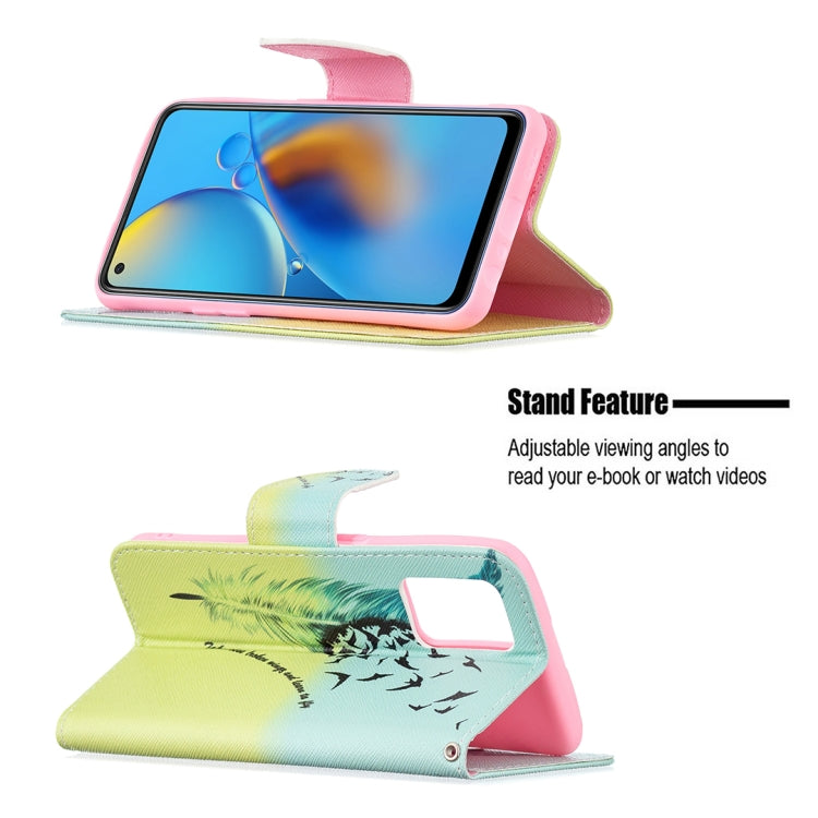 For OPPO A74 4G / F19 4G Colored Drawing Pattern Horizontal Flip Leather Case with Holder & Card Slots & Wallet