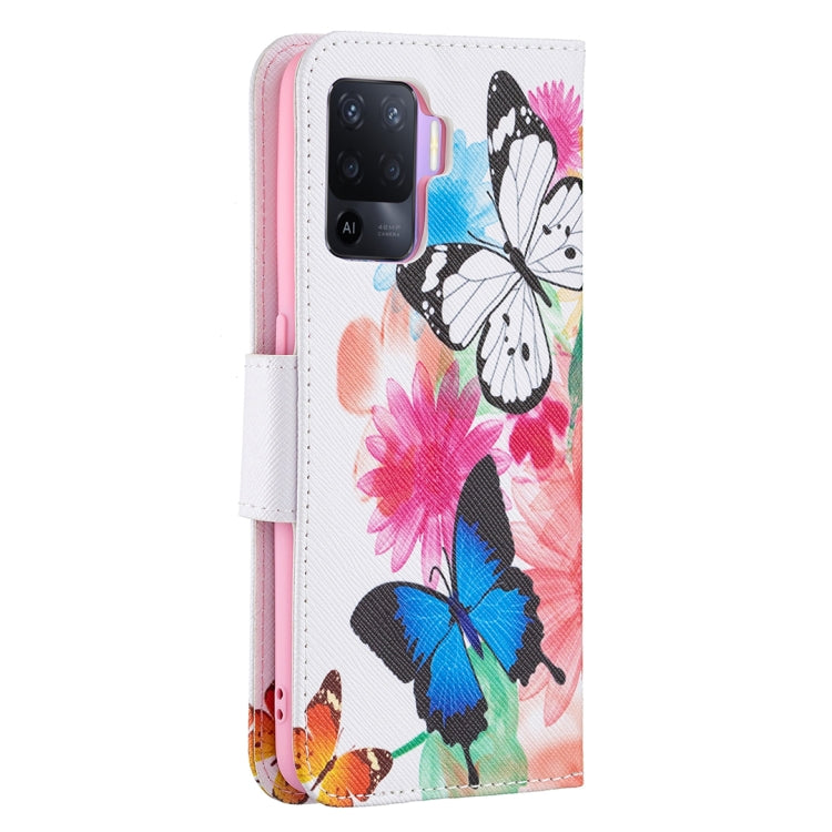For OPPO A94 4G / Reno5 F / F19 Pro Colored Drawing Pattern Horizontal Flip Leather Case with Holder & Card Slots & Wallet