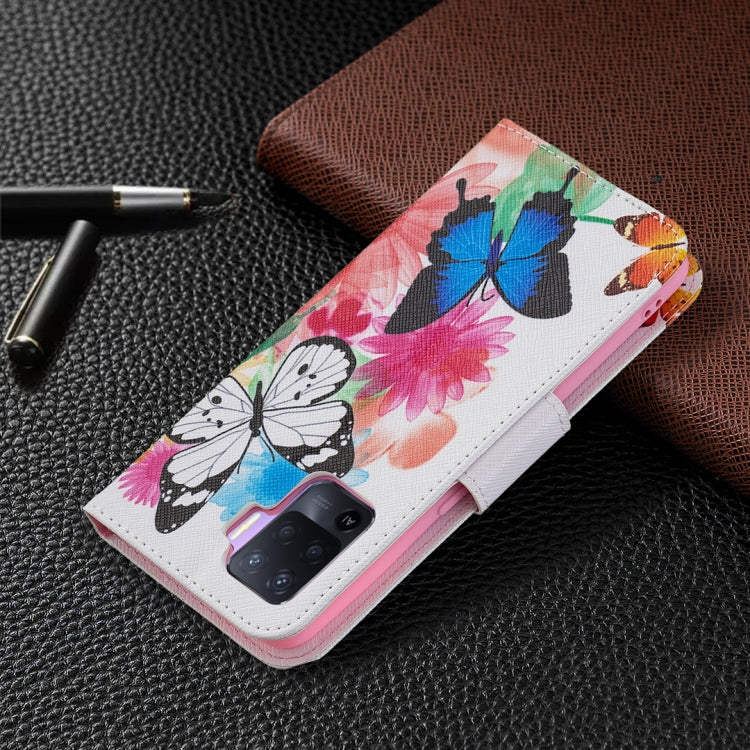 For OPPO A94 4G / Reno5 F / F19 Pro Colored Drawing Pattern Horizontal Flip Leather Case with Holder & Card Slots & Wallet
