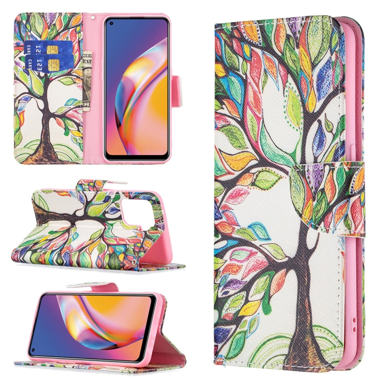 For OPPO A94 4G / Reno5 F / F19 Pro Colored Drawing Pattern Horizontal Flip Leather Case with Holder & Card Slots & Wallet