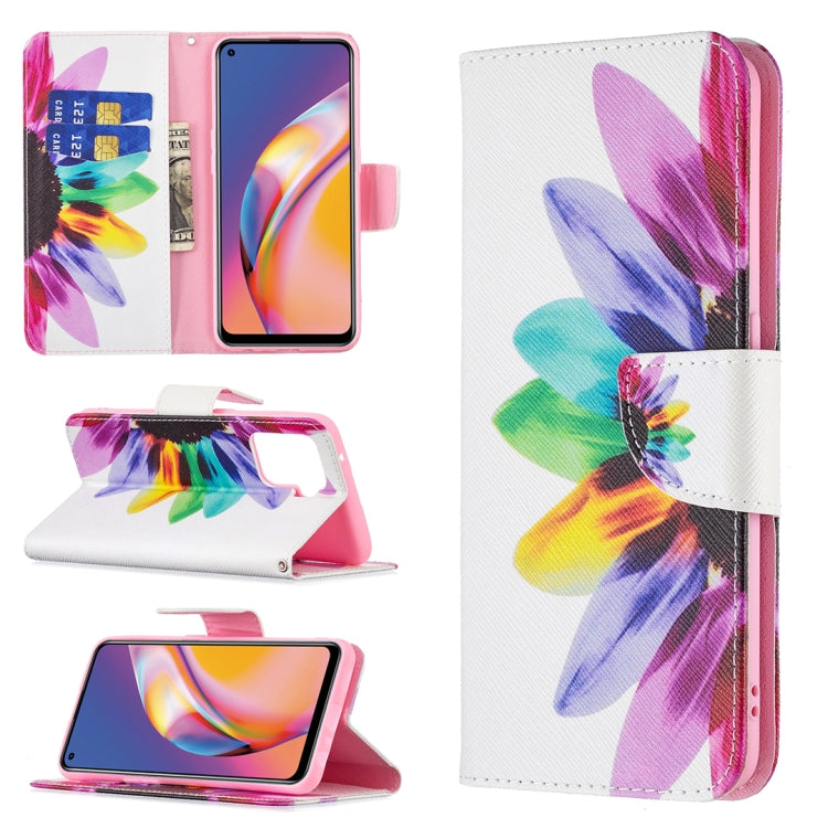 For OPPO A94 4G / Reno5 F / F19 Pro Colored Drawing Pattern Horizontal Flip Leather Case with Holder & Card Slots & Wallet