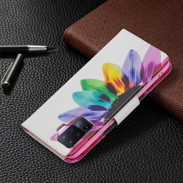 For OPPO A94 4G / Reno5 F / F19 Pro Colored Drawing Pattern Horizontal Flip Leather Case with Holder & Card Slots & Wallet