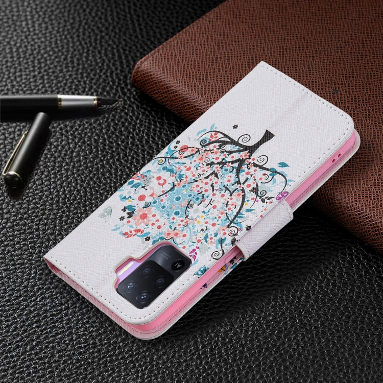 For OPPO A94 4G / Reno5 F / F19 Pro Colored Drawing Pattern Horizontal Flip Leather Case with Holder & Card Slots & Wallet