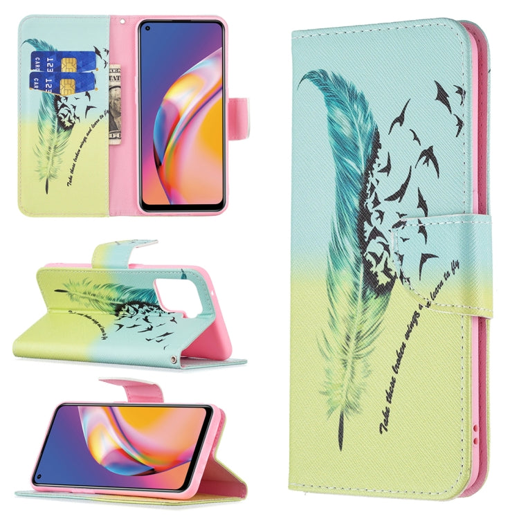 For OPPO A94 4G / Reno5 F / F19 Pro Colored Drawing Pattern Horizontal Flip Leather Case with Holder & Card Slots & Wallet