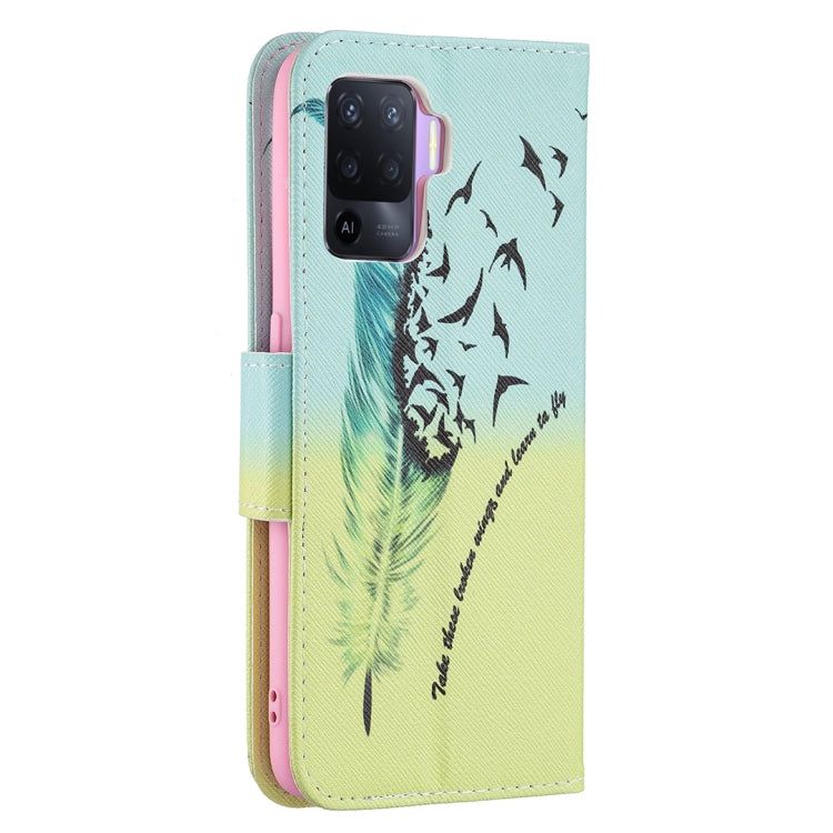 For OPPO A94 4G / Reno5 F / F19 Pro Colored Drawing Pattern Horizontal Flip Leather Case with Holder & Card Slots & Wallet