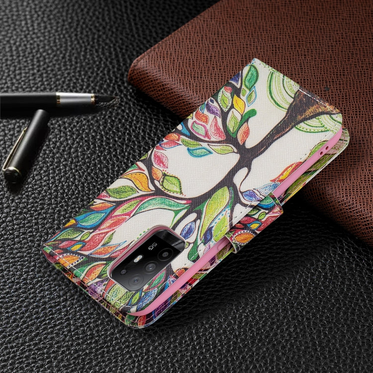 For OPPO A94 5G / Reno5 Z 5G / F19 Pro+ Colored Drawing Pattern Horizontal Flip Leather Case with Holder & Card Slots & Wallet
