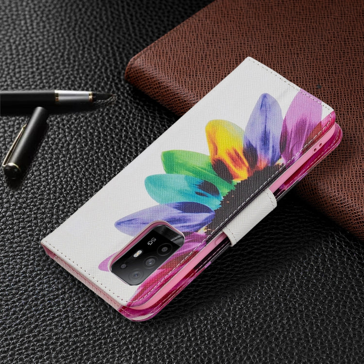 For OPPO A94 5G / Reno5 Z 5G / F19 Pro+ Colored Drawing Pattern Horizontal Flip Leather Case with Holder & Card Slots & Wallet