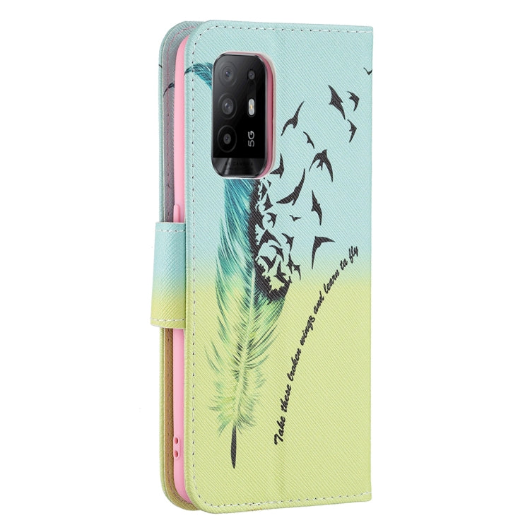 For OPPO A94 5G / Reno5 Z 5G / F19 Pro+ Colored Drawing Pattern Horizontal Flip Leather Case with Holder & Card Slots & Wallet