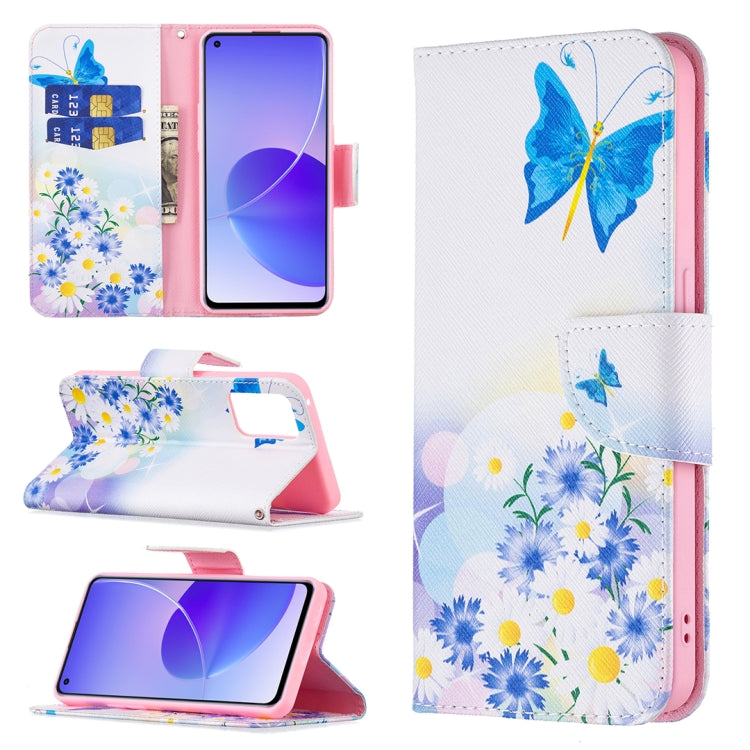 For OPPO Reno6 Colored Drawing Pattern Horizontal Flip Leather Case with Holder & Card Slots & Wallet