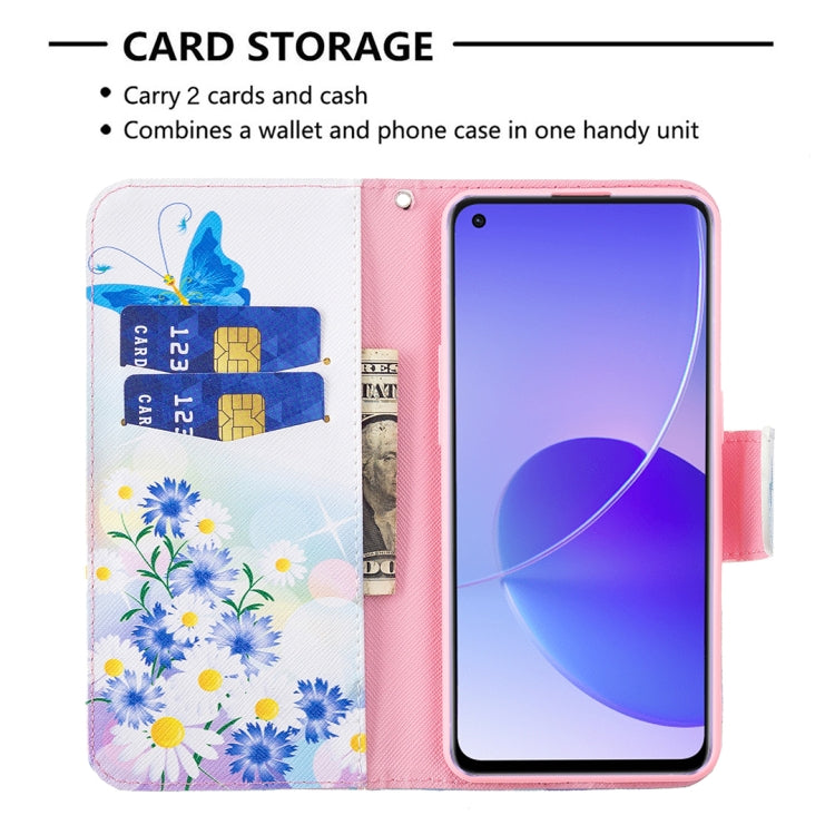 For OPPO Reno6 Colored Drawing Pattern Horizontal Flip Leather Case with Holder & Card Slots & Wallet