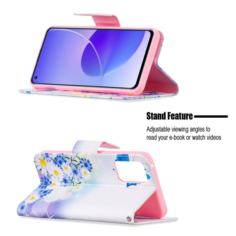 For OPPO Reno6 Colored Drawing Pattern Horizontal Flip Leather Case with Holder & Card Slots & Wallet