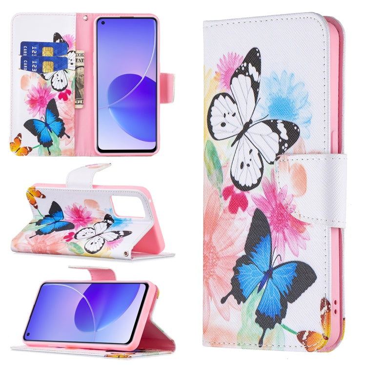For OPPO Reno6 Colored Drawing Pattern Horizontal Flip Leather Case with Holder & Card Slots & Wallet