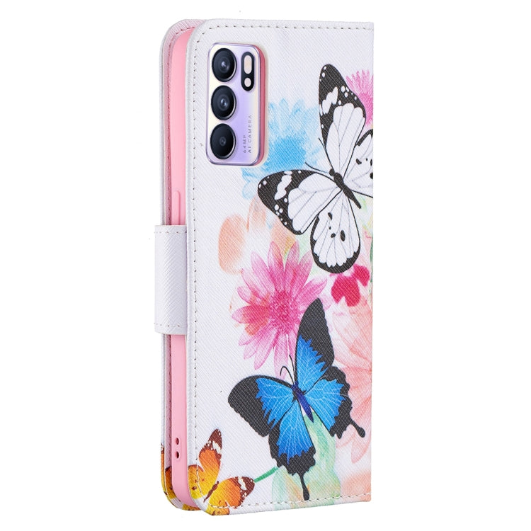 For OPPO Reno6 Colored Drawing Pattern Horizontal Flip Leather Case with Holder & Card Slots & Wallet