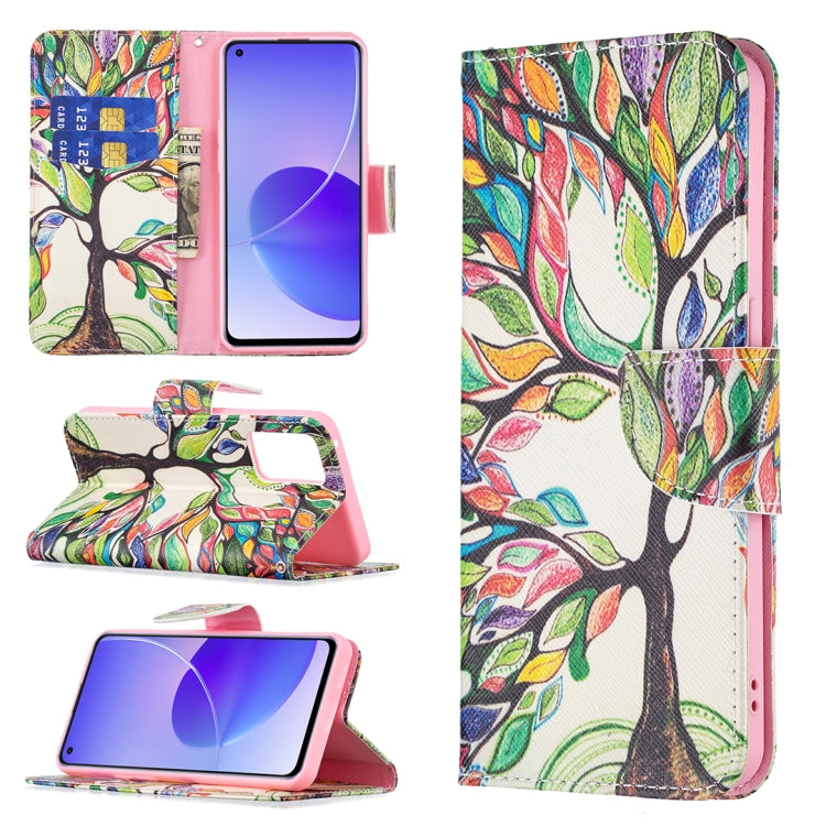 For OPPO Reno6 Colored Drawing Pattern Horizontal Flip Leather Case with Holder & Card Slots & Wallet