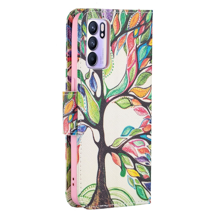 For OPPO Reno6 Colored Drawing Pattern Horizontal Flip Leather Case with Holder & Card Slots & Wallet