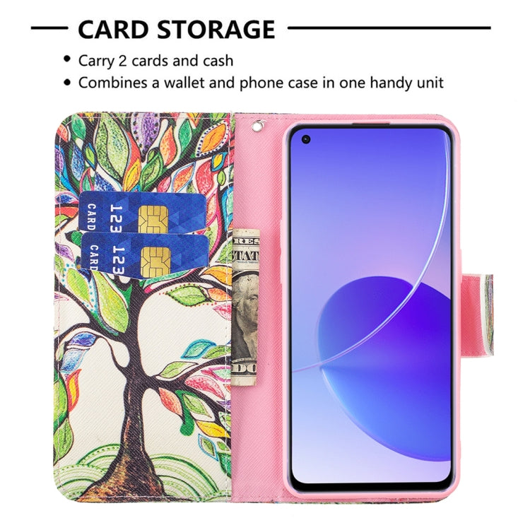 For OPPO Reno6 Colored Drawing Pattern Horizontal Flip Leather Case with Holder & Card Slots & Wallet