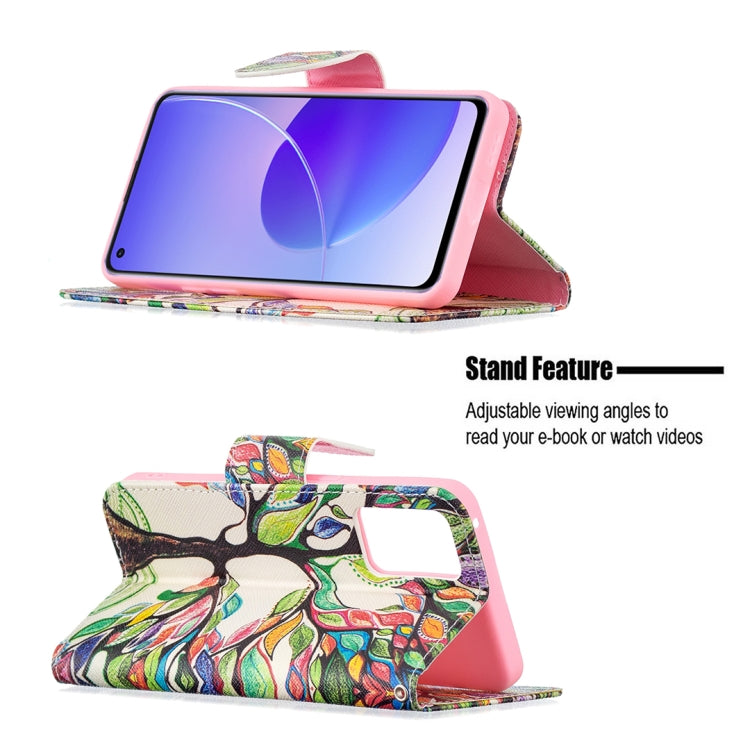 For OPPO Reno6 Colored Drawing Pattern Horizontal Flip Leather Case with Holder & Card Slots & Wallet