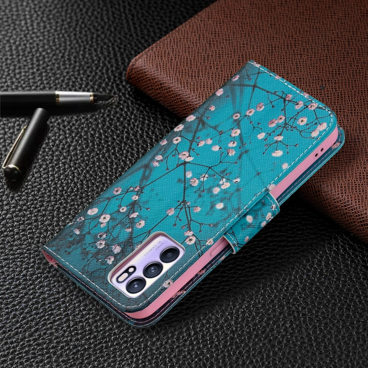 For OPPO Reno6 Colored Drawing Pattern Horizontal Flip Leather Case with Holder & Card Slots & Wallet