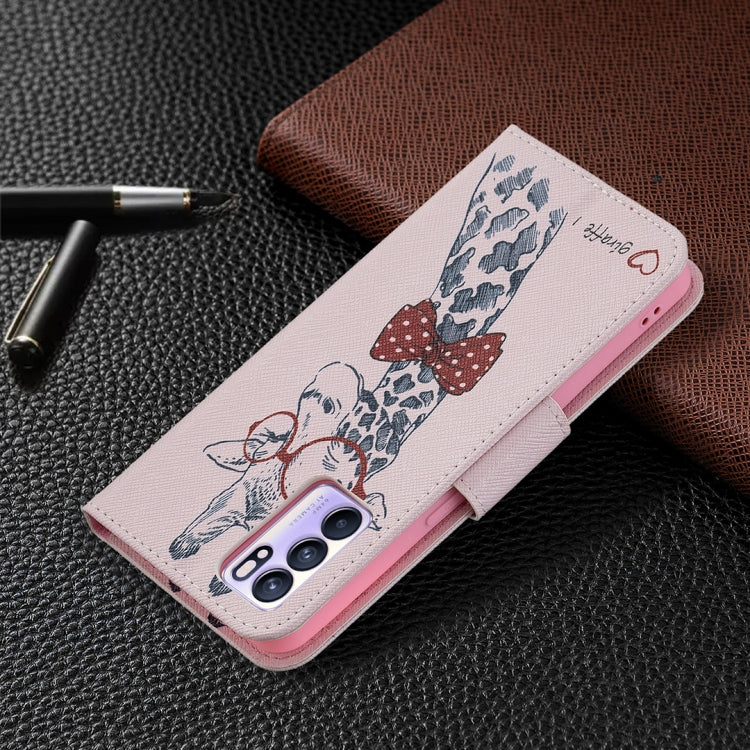 For OPPO Reno6 Colored Drawing Pattern Horizontal Flip Leather Case with Holder & Card Slots & Wallet