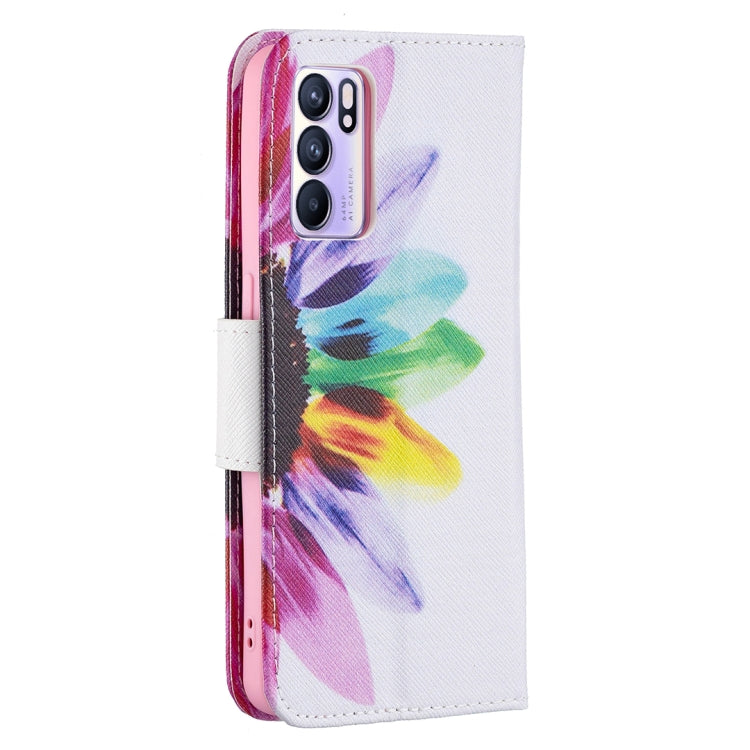 For OPPO Reno6 Colored Drawing Pattern Horizontal Flip Leather Case with Holder & Card Slots & Wallet