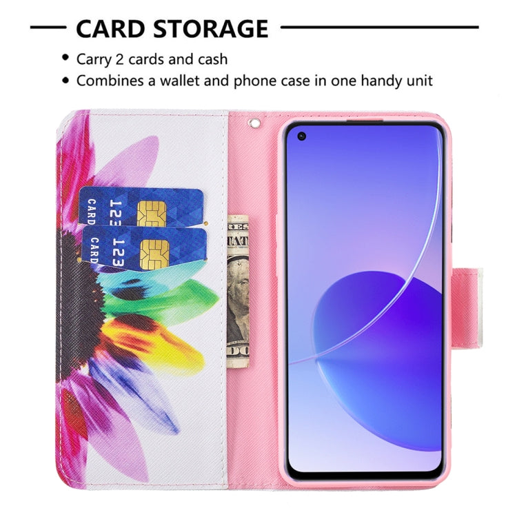 For OPPO Reno6 Colored Drawing Pattern Horizontal Flip Leather Case with Holder & Card Slots & Wallet