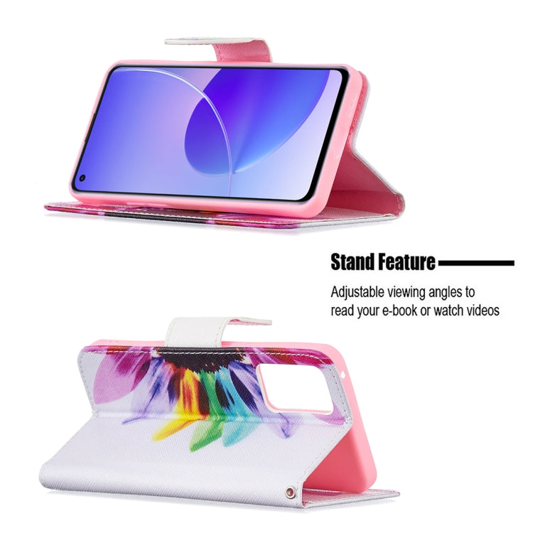 For OPPO Reno6 Colored Drawing Pattern Horizontal Flip Leather Case with Holder & Card Slots & Wallet