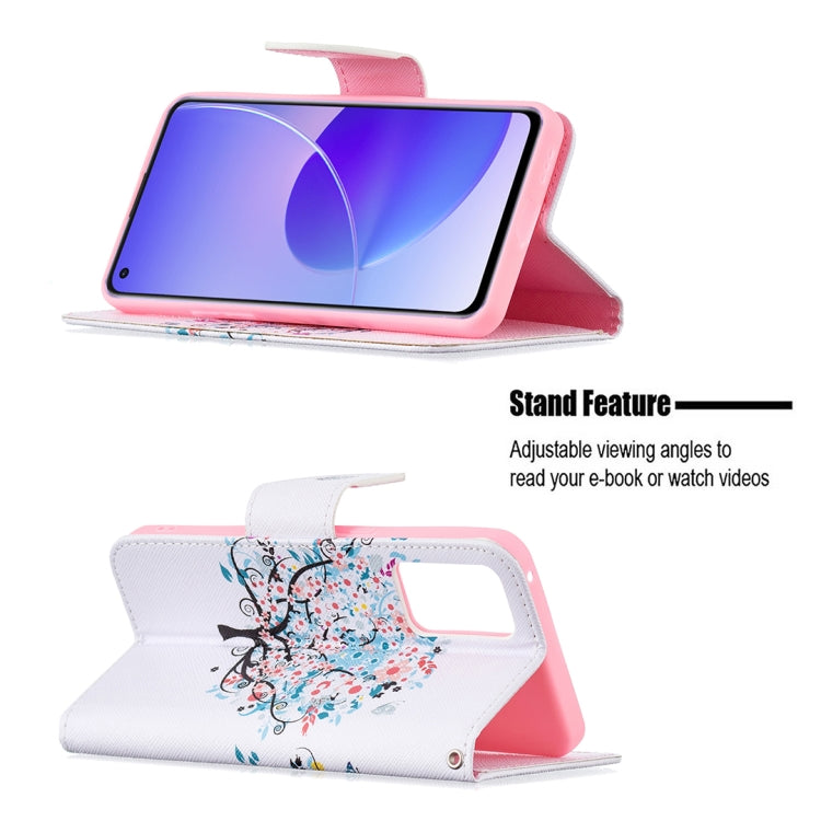 For OPPO Reno6 Colored Drawing Pattern Horizontal Flip Leather Case with Holder & Card Slots & Wallet