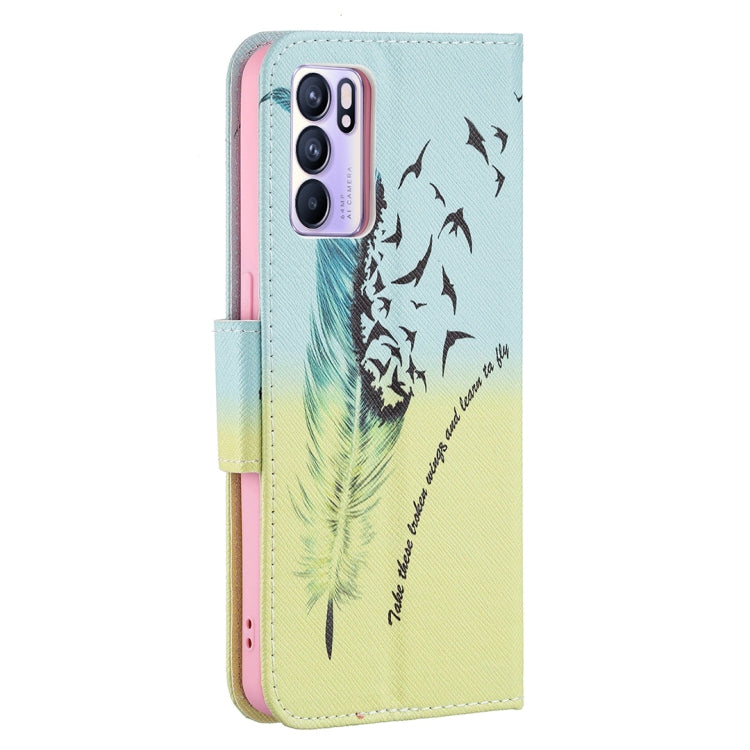 For OPPO Reno6 Colored Drawing Pattern Horizontal Flip Leather Case with Holder & Card Slots & Wallet