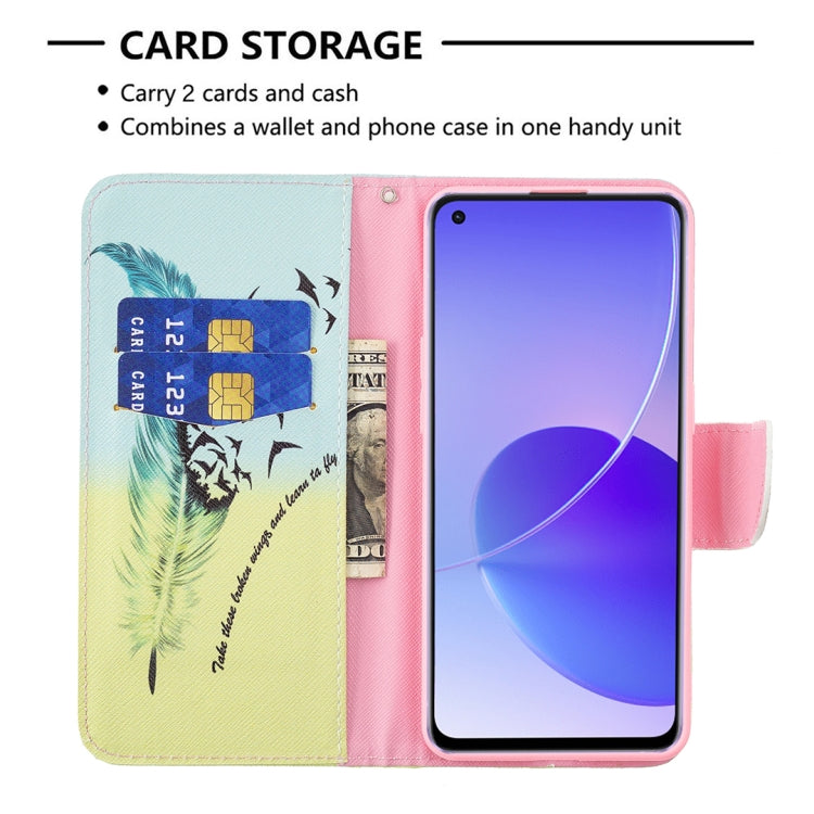 For OPPO Reno6 Colored Drawing Pattern Horizontal Flip Leather Case with Holder & Card Slots & Wallet