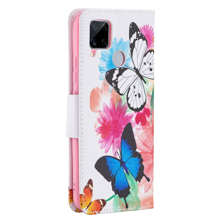For OPPO Realme C15 / C12 / C25 Colored Drawing Pattern Horizontal Flip Leather Case with Holder & Card Slots & Wallet