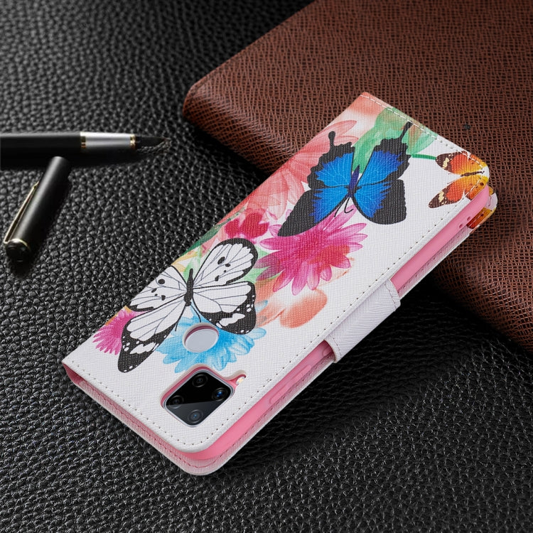 For OPPO Realme C15 / C12 / C25 Colored Drawing Pattern Horizontal Flip Leather Case with Holder & Card Slots & Wallet