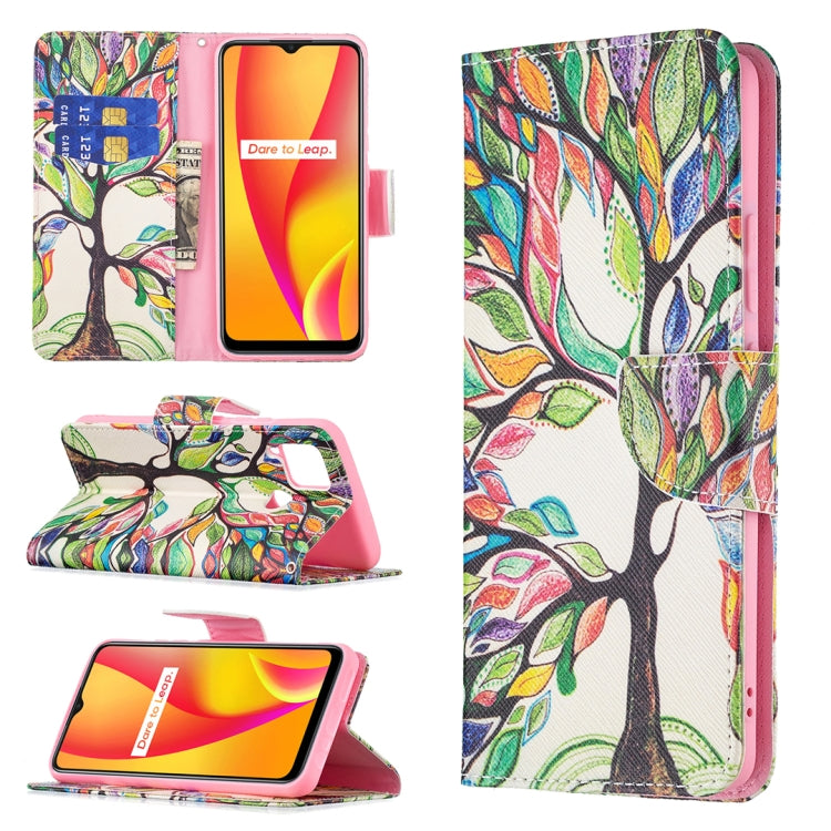 For OPPO Realme C15 / C12 / C25 Colored Drawing Pattern Horizontal Flip Leather Case with Holder & Card Slots & Wallet