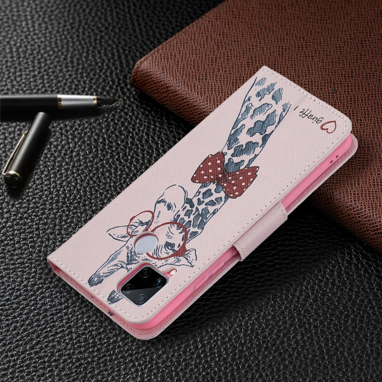 For OPPO Realme C15 / C12 / C25 Colored Drawing Pattern Horizontal Flip Leather Case with Holder & Card Slots & Wallet