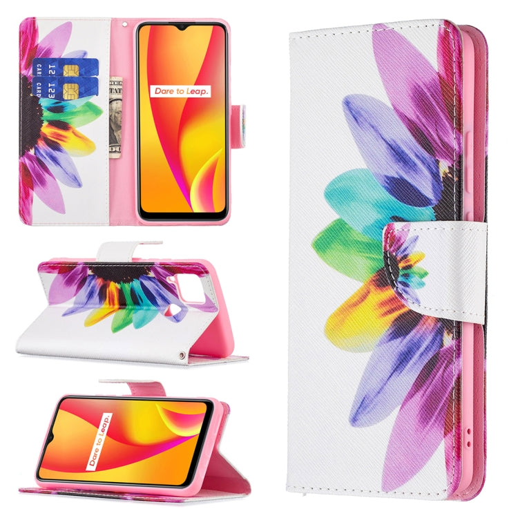 For OPPO Realme C15 / C12 / C25 Colored Drawing Pattern Horizontal Flip Leather Case with Holder & Card Slots & Wallet