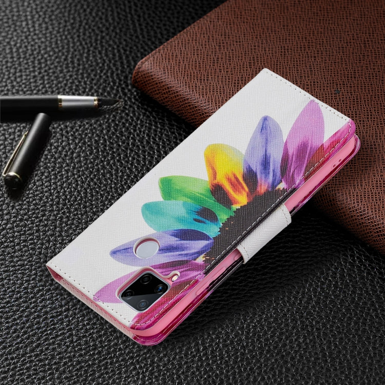 For OPPO Realme C15 / C12 / C25 Colored Drawing Pattern Horizontal Flip Leather Case with Holder & Card Slots & Wallet