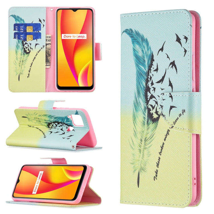 For OPPO Realme C15 / C12 / C25 Colored Drawing Pattern Horizontal Flip Leather Case with Holder & Card Slots & Wallet