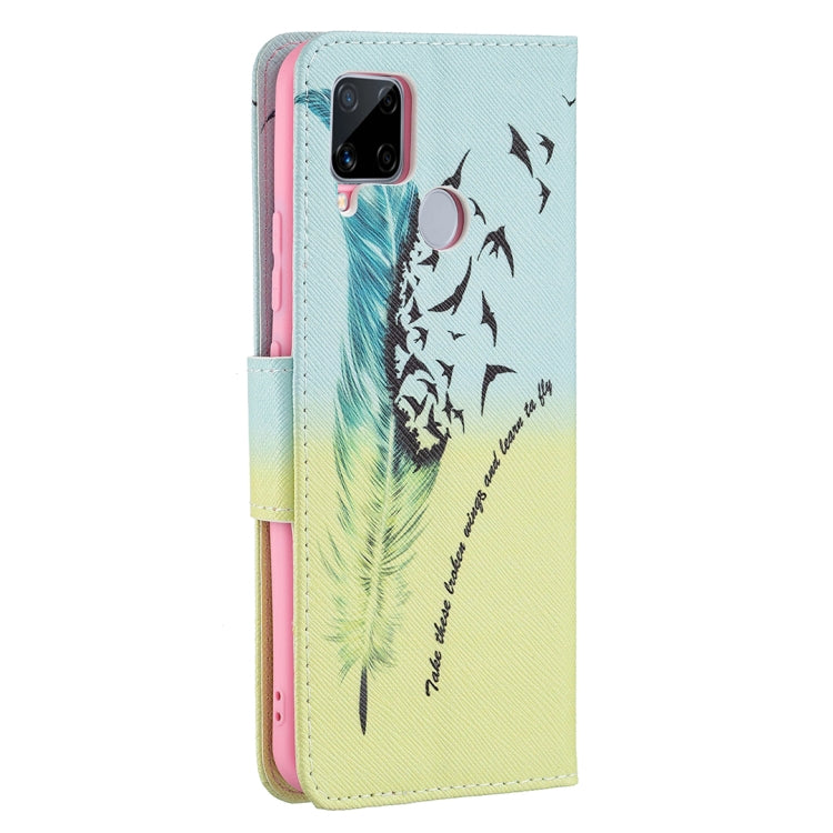 For OPPO Realme C15 / C12 / C25 Colored Drawing Pattern Horizontal Flip Leather Case with Holder & Card Slots & Wallet