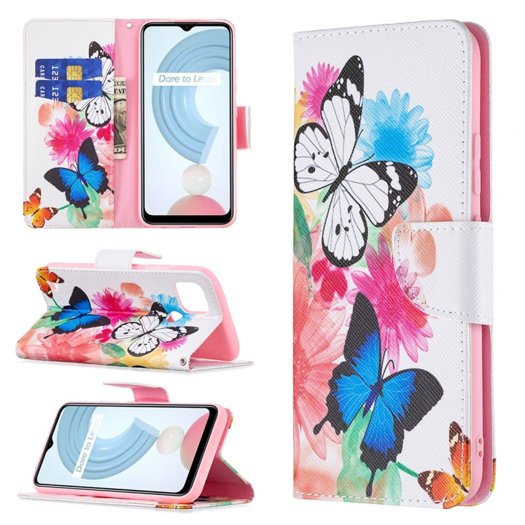 For OPPO Realme C21 / C20 Colored Drawing Pattern Horizontal Flip Leather Case with Holder & Card Slots & Wallet