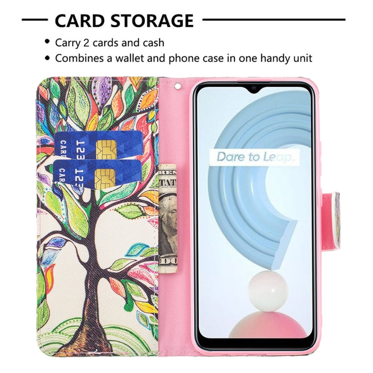 For OPPO Realme C21 / C20 Colored Drawing Pattern Horizontal Flip Leather Case with Holder & Card Slots & Wallet
