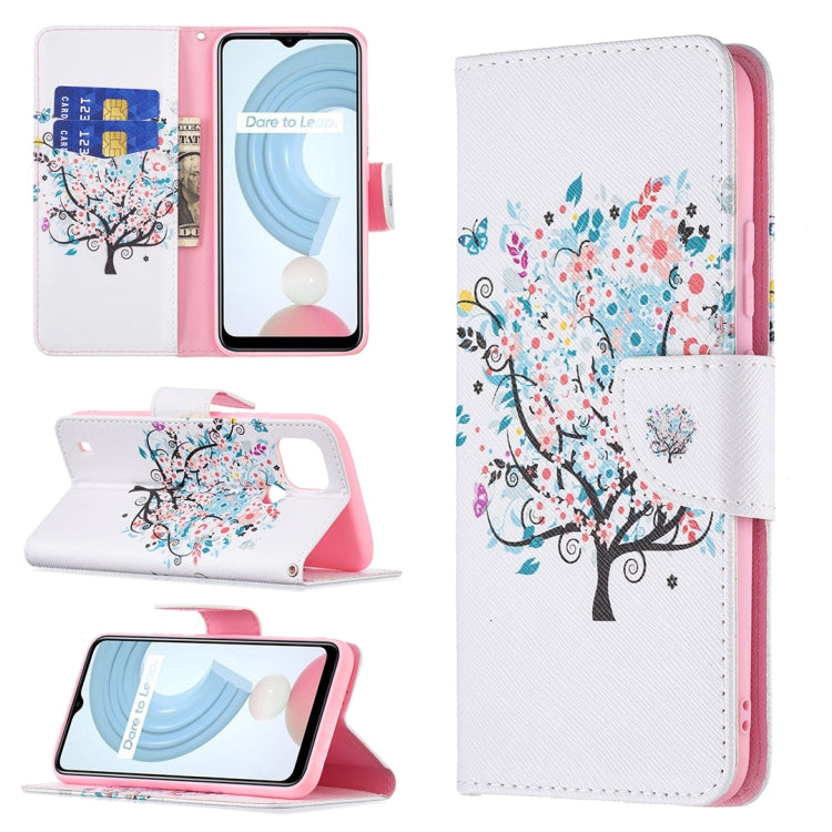 For OPPO Realme C21 / C20 Colored Drawing Pattern Horizontal Flip Leather Case with Holder & Card Slots & Wallet
