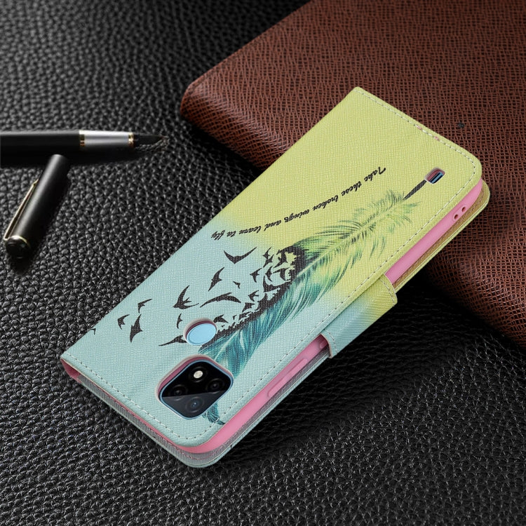 For OPPO Realme C21 / C20 Colored Drawing Pattern Horizontal Flip Leather Case with Holder & Card Slots & Wallet