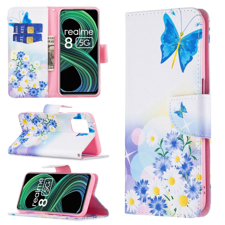 For OPPO Realme 8 5G / Realme V13 Colored Drawing Pattern Horizontal Flip Leather Case with Holder & Card Slots & Wallet