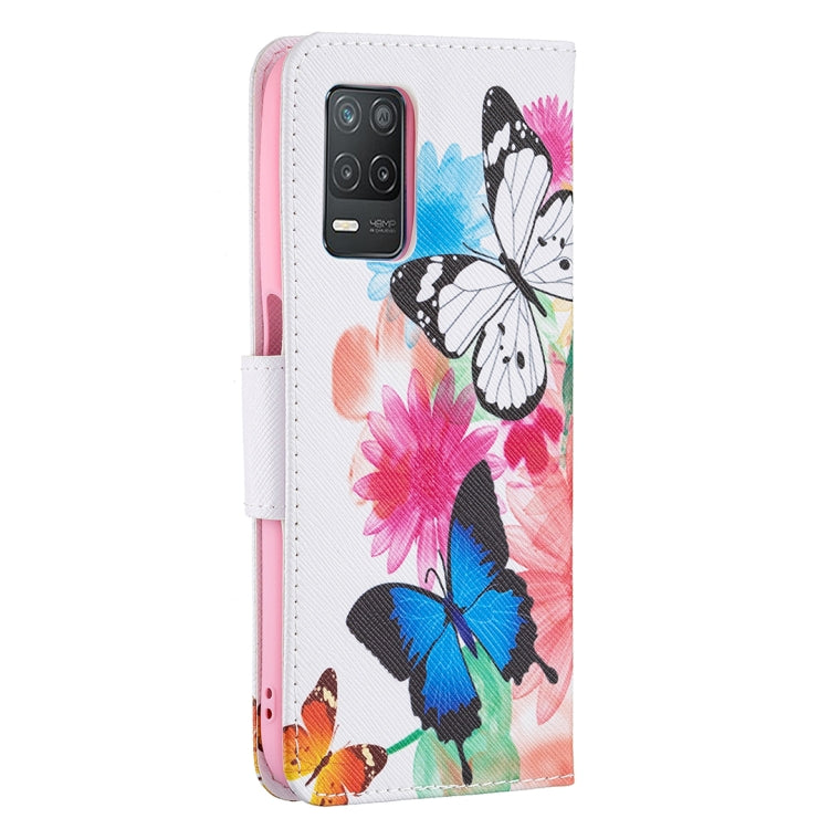 For OPPO Realme 8 5G / Realme V13 Colored Drawing Pattern Horizontal Flip Leather Case with Holder & Card Slots & Wallet