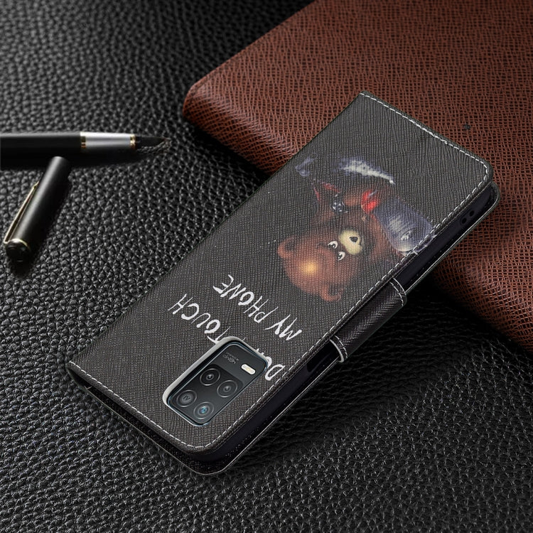 For OPPO Realme 8 5G / Realme V13 Colored Drawing Pattern Horizontal Flip Leather Case with Holder & Card Slots & Wallet