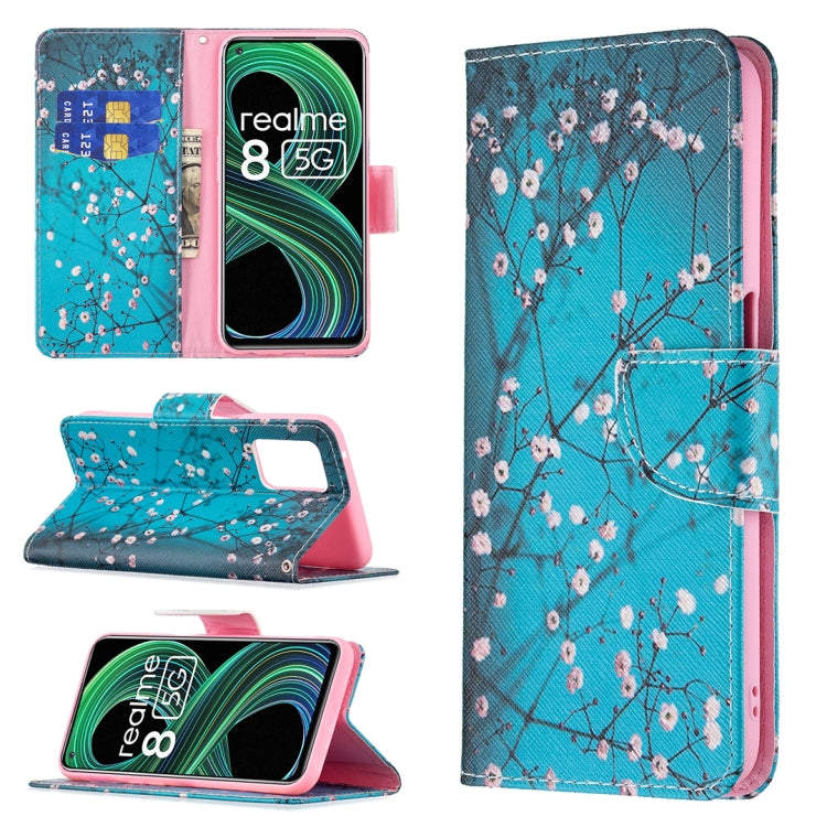 For OPPO Realme 8 5G / Realme V13 Colored Drawing Pattern Horizontal Flip Leather Case with Holder & Card Slots & Wallet