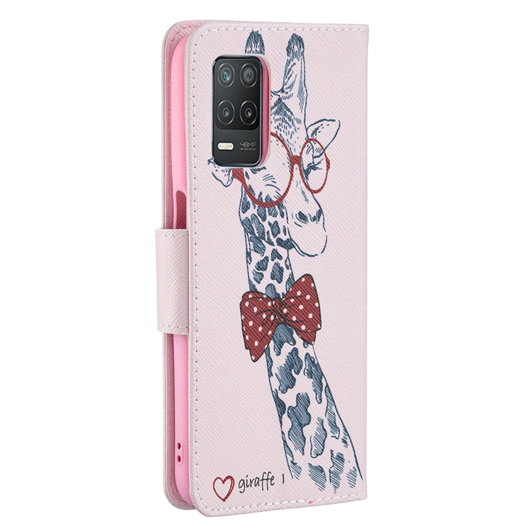 For OPPO Realme 8 5G / Realme V13 Colored Drawing Pattern Horizontal Flip Leather Case with Holder & Card Slots & Wallet