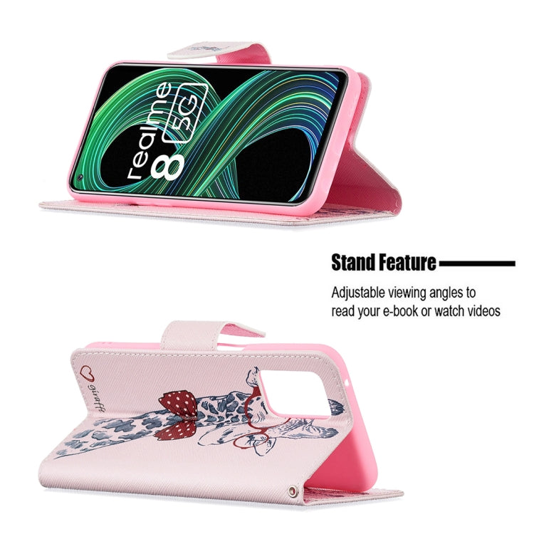 For OPPO Realme 8 5G / Realme V13 Colored Drawing Pattern Horizontal Flip Leather Case with Holder & Card Slots & Wallet