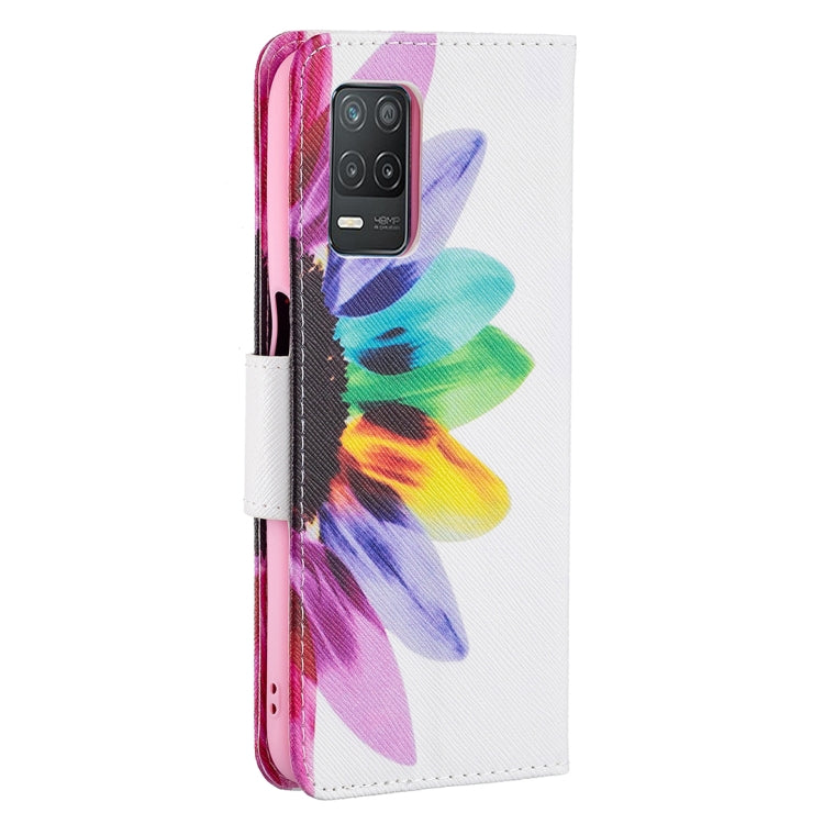 For OPPO Realme 8 5G / Realme V13 Colored Drawing Pattern Horizontal Flip Leather Case with Holder & Card Slots & Wallet