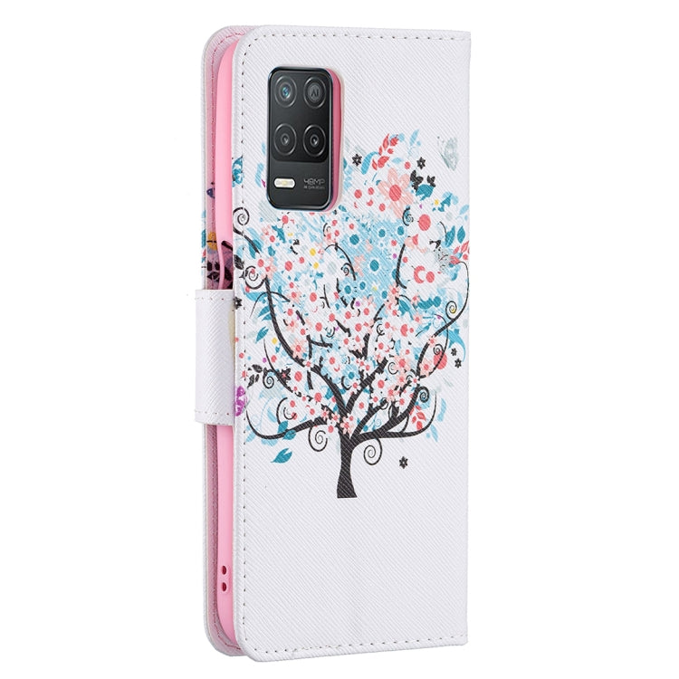 For OPPO Realme 8 5G / Realme V13 Colored Drawing Pattern Horizontal Flip Leather Case with Holder & Card Slots & Wallet
